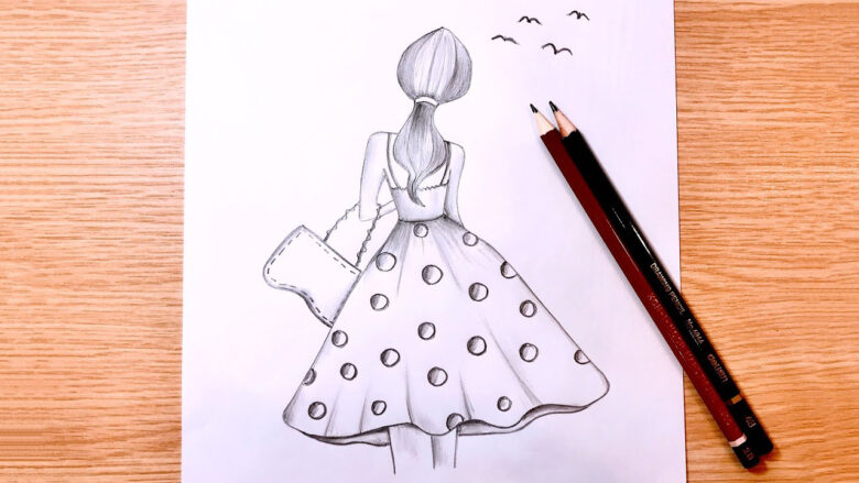 Cách vẽ cô gái quay lưng bằng bút chì