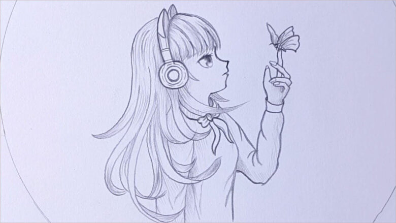 Hình vẽ cô gái anime dễ thương