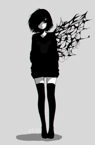 hình ảnh Anime girl trắng đen buồn