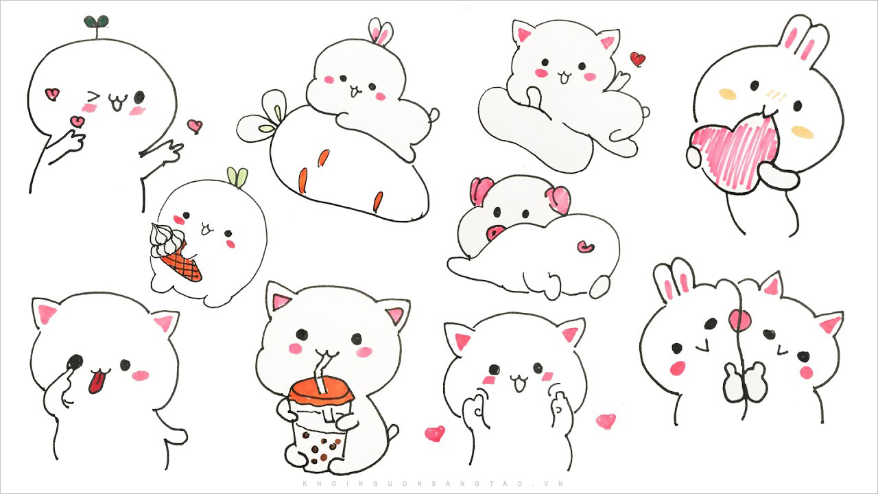 Hướng dẫn vẽ sticker đồ ăn cute đáng yêu và dễ thương cho