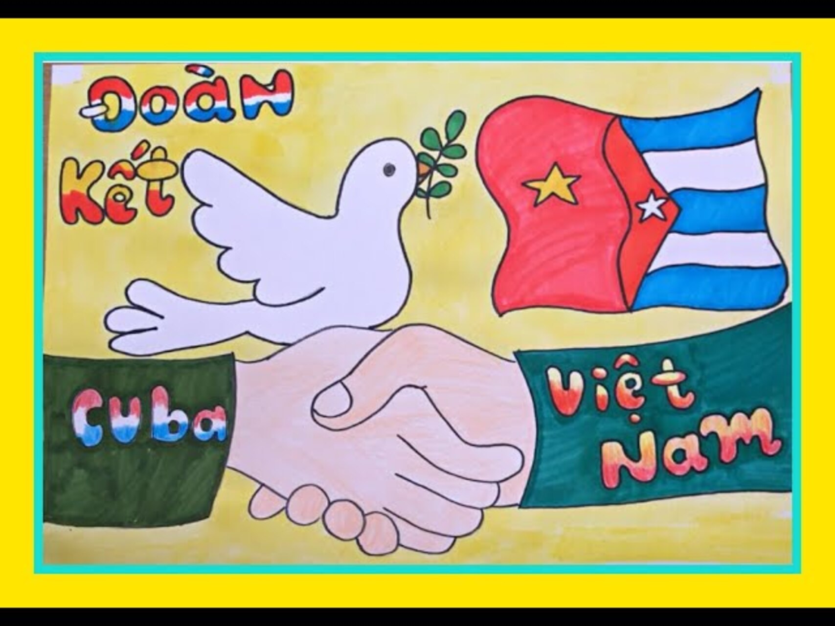 Vẽ Tranh Tình Hữu Nghị Việt Nam Và Cuba Đẹp, Đoàn Kết