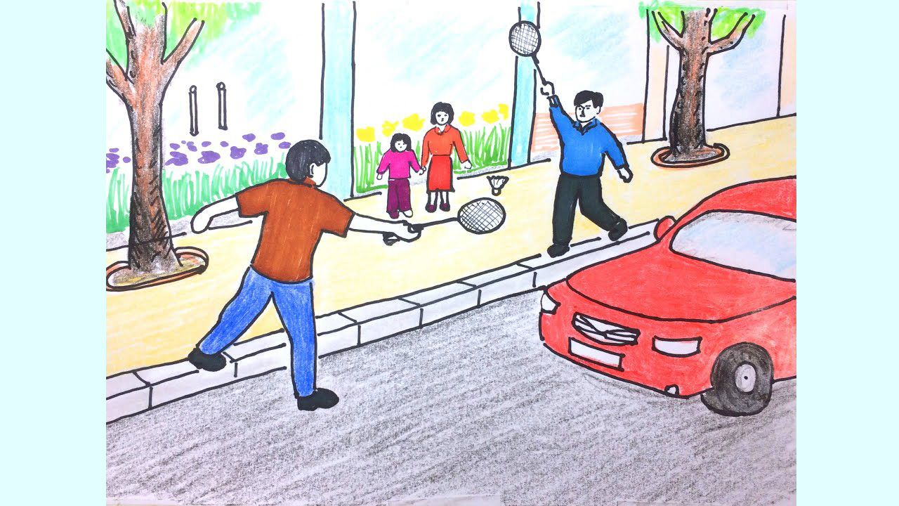 Vẽ một bức tranh chủ đề an toàn giao thông  Mỹ thuật Lớp 7  Bài tập