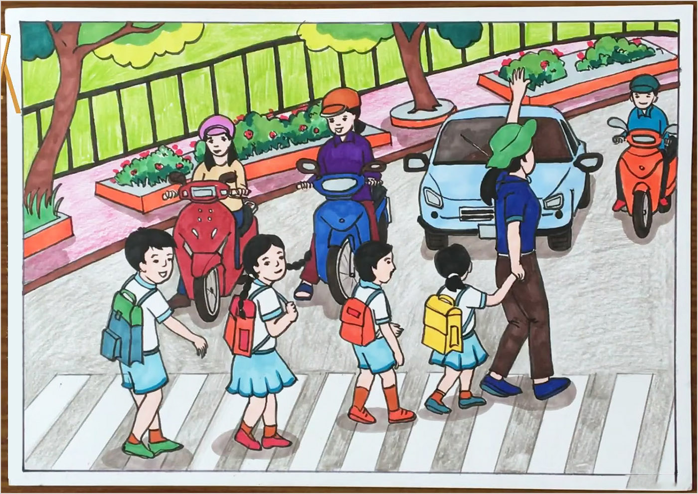 Vẽ tranh to màu vẽ chủ de an toàn giao thông đơn giản tranh tô màu về an toàn  giao thông