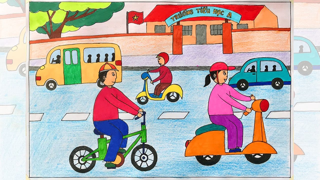 Vẽ một bức tranh chủ đề an toàn giao thông  Mỹ thuật Lớp 7  Bài tập Mỹ  thuật Lớp 7  Giải bài tập Mỹ thuật Lớp 7  Lazivn 