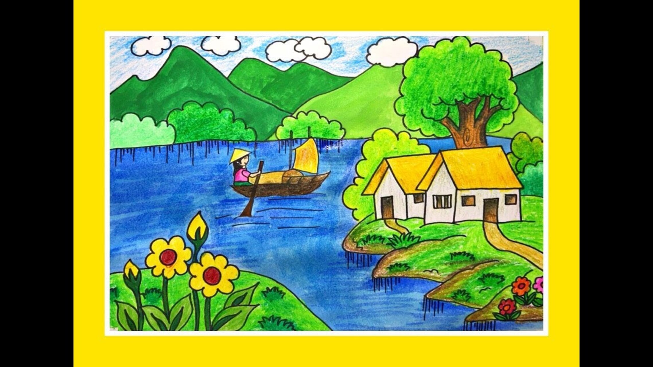 Cách vẽ tranh phong cảnh quê hương của học sinh cấp 2  Pinky Shop