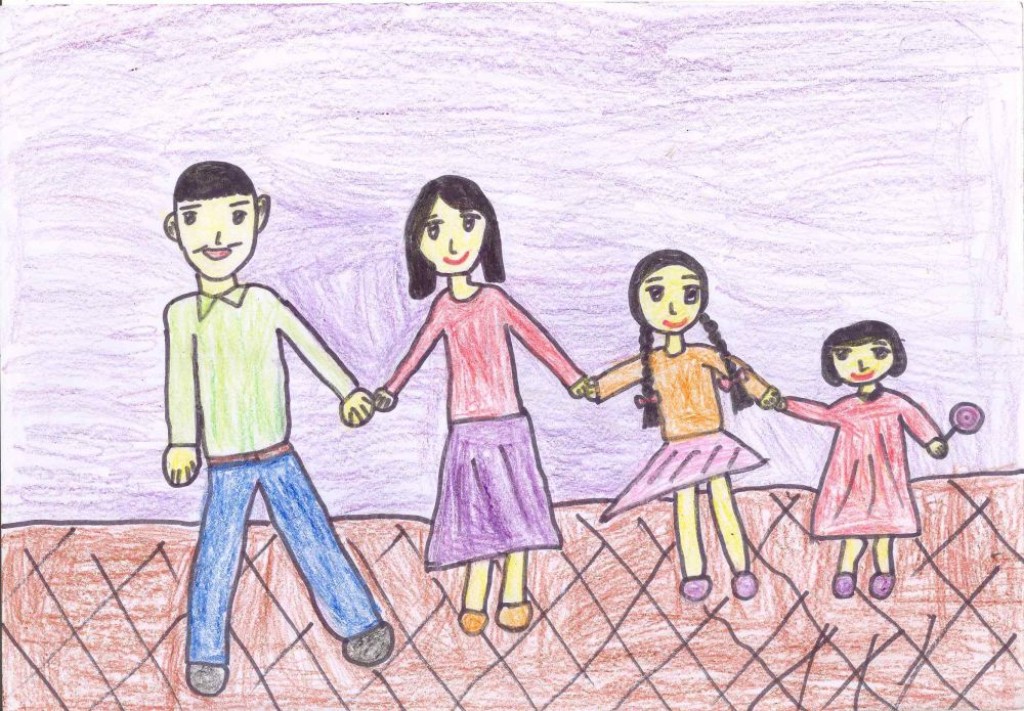 Cách vẽ tranh đề tài gia đình đơn giản và đẹp nhất Lớp 8