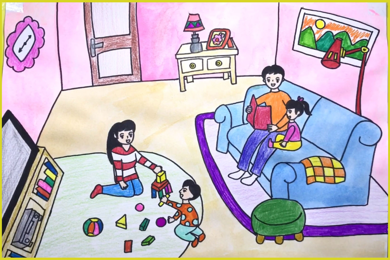 Vẽ lớp 8 đề tài GIA ĐÌNH CHÚC MỪNG SINH NHẬT  Draw Happy birthday with  Family  YouTube