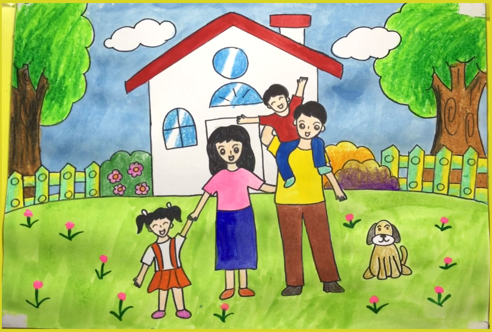 Tuyển tập vẽ tranh đề tài gia đình đẹp và ý nghĩa cho gia đình bạn