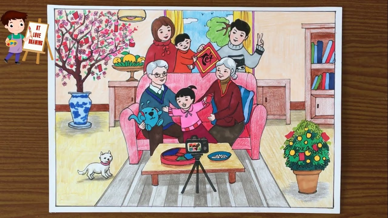 Cách vẽ tranh đề tài gia đình đơn giản đẹp nhất  METAvn