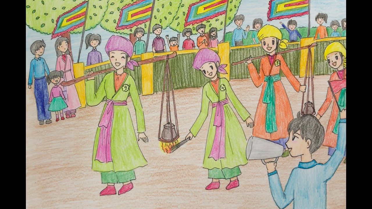 Top 4 ý tưởng vẽ tranh đề tài lễ hội cho các em học sinh