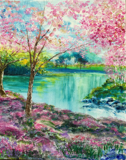 vẽ tranh ngày tết phong cảnh mùa xuân