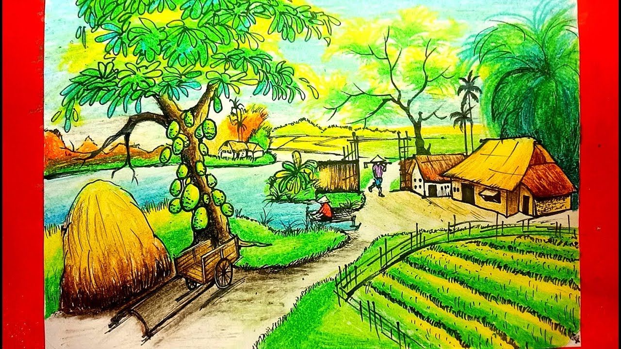 Hướng dẫn vẽ tranh phong cảnh quê hương đơn giản mà đẹp  Việt Architect  Group  Kiến Trúc Sư Việt Nam