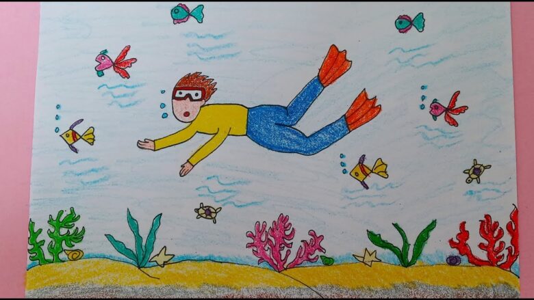 Vẽ tranh ước mơ của em đơn giản làm thợ lặn