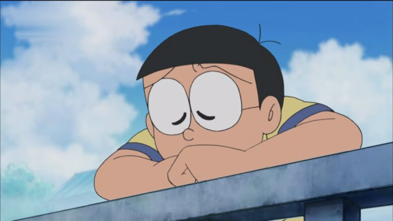Ảnh Nobita buồn nhắm mắt