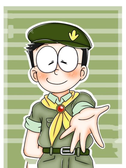 Ảnh Nobita ngầu cute mặc đồ lính