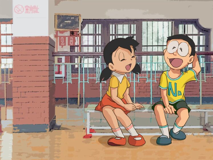 Ảnh Nobita và Shizuka cười đùa vui vẻ