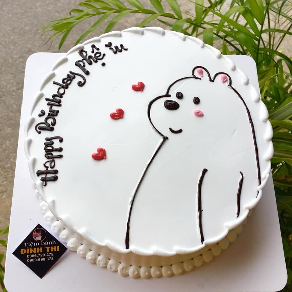 Bánh sinh nhật trang trí gấu cute CO0454  Cake Ocean
