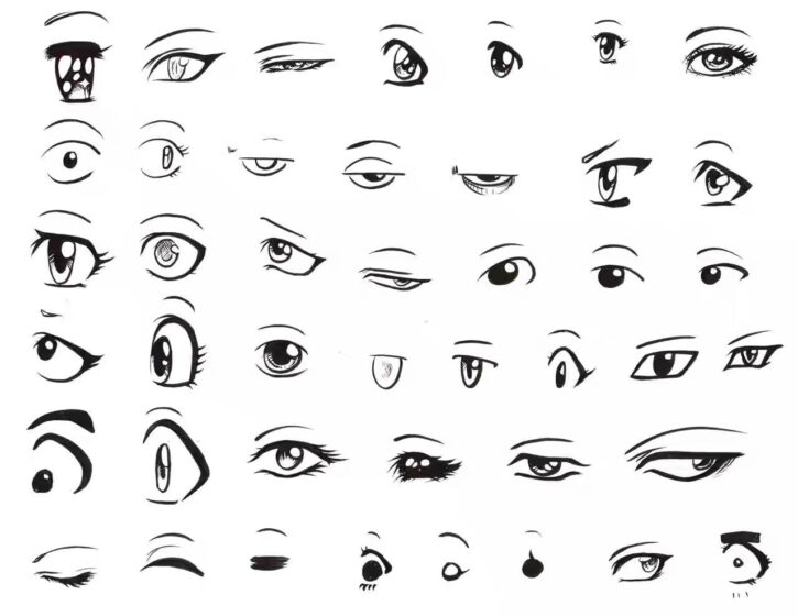 cách vẽ mắt anime nhiều kiểu dáng cực đơn giản