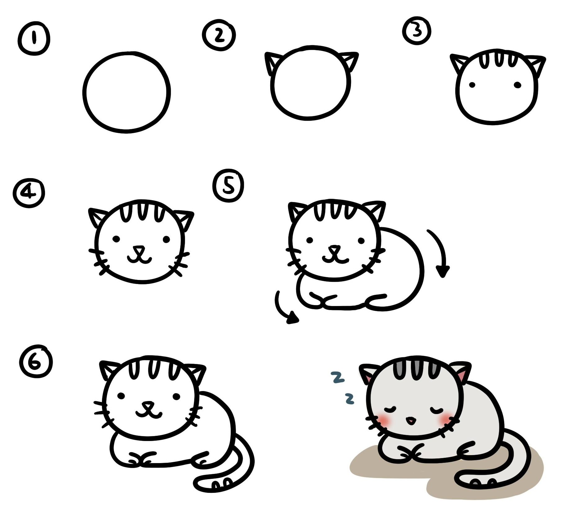 Hướng dẫn vẽ con mèo chibi mập dễ thương cute phô mai que