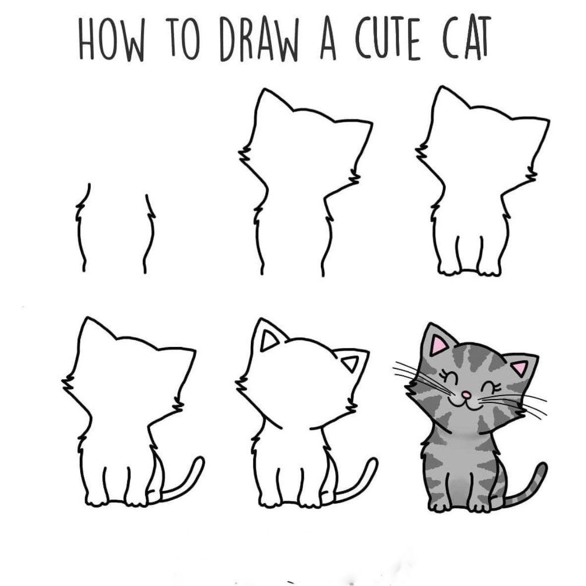 con mèo con đáng yêu Hướng Dẫn Cách vẽ Và tô màu đơn giản  How To Draw a  Cute Cat Easy  YouTube