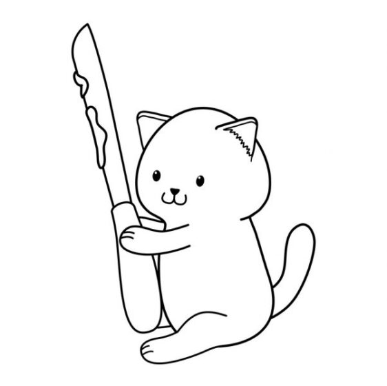 Hình ảnh mèo cầm dao - hình vẽ hài hước, siêu bựa