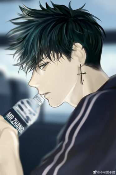 hình ngầu anime boy uống nước