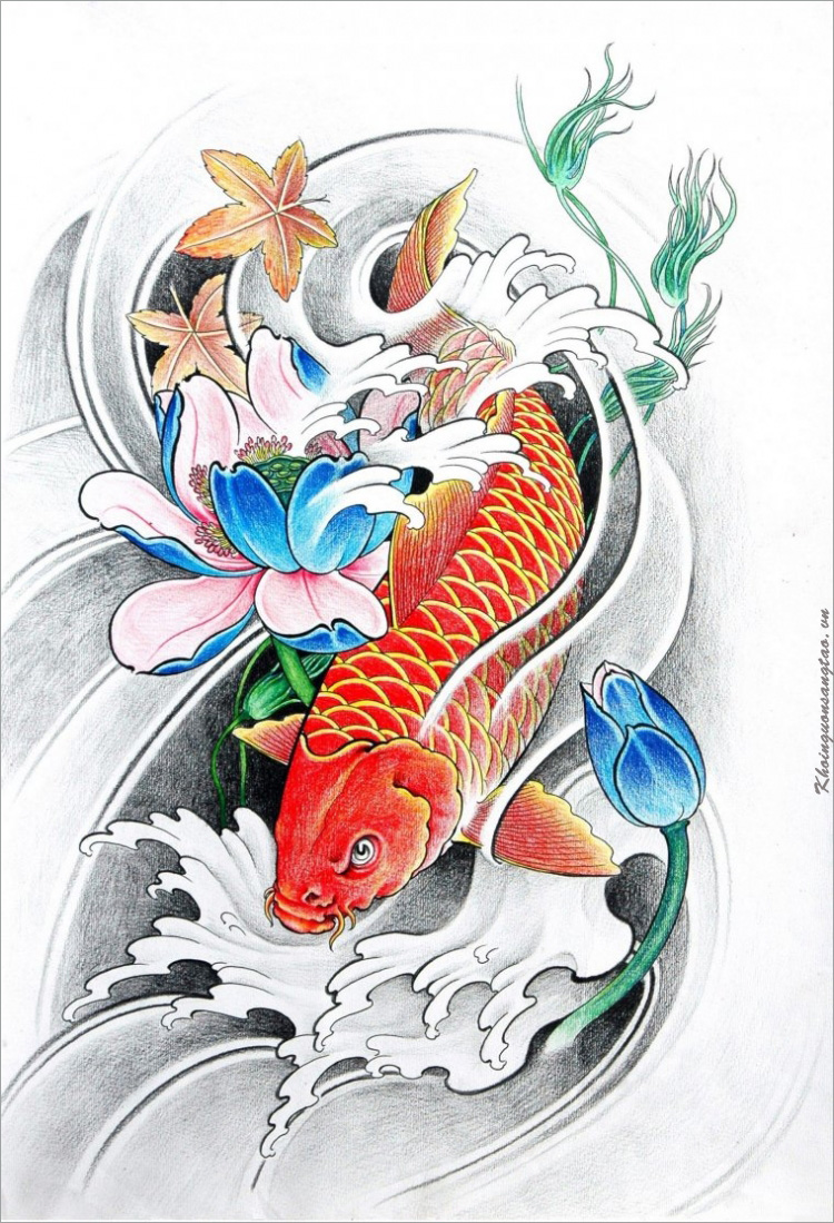 Hướng dẫn Vẽ cá chép hoá rồng đơn giản bằng màu nước