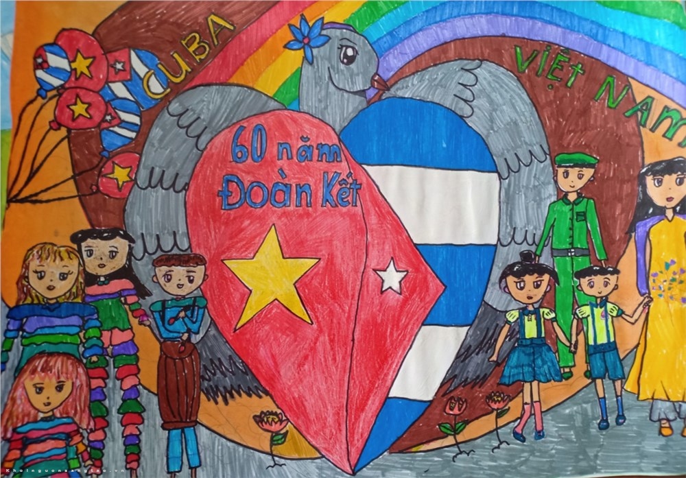 Vẽ Tranh Tình Hữu Nghị Việt Nam Và Cuba Đẹp, Đoàn Kết
