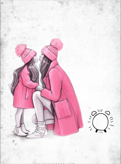 hình vẽ mẹ và con gái đẹp anime mùa đông