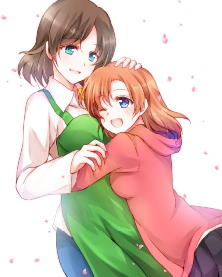 hình vẽ mẹ và con gái đẹp anime ôm nhau dễ thương