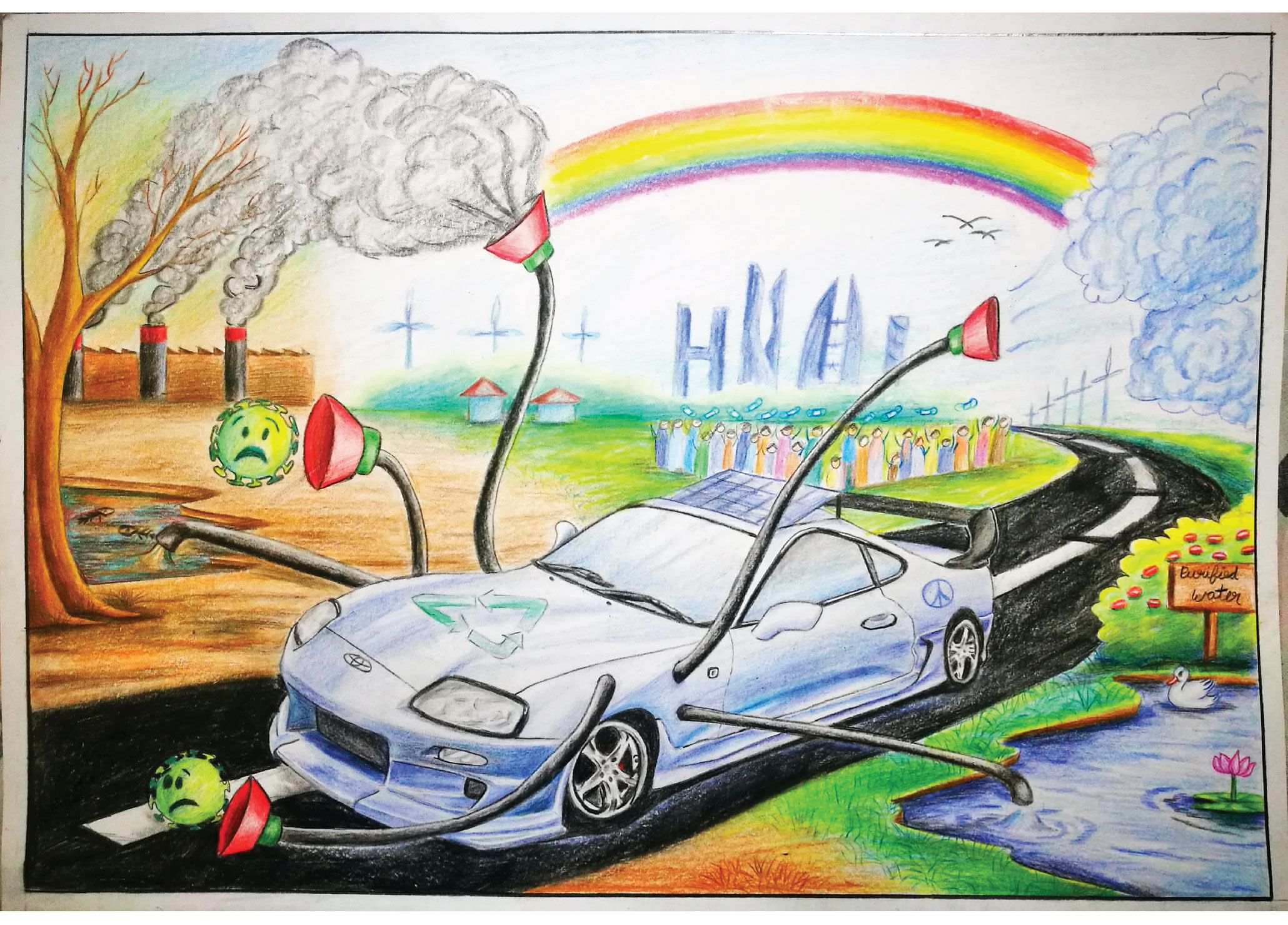 88 Mẫu vẽ tranh ô tô mơ ước đơn giản dễ nhất bảo vệ môi trường