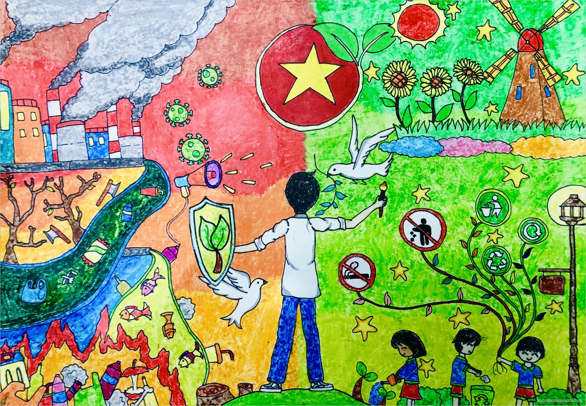 Cuộc thi vẽ tranh Cùng em bảo vệ môi trường trong lành  Báo Quảng Bình  điện tử