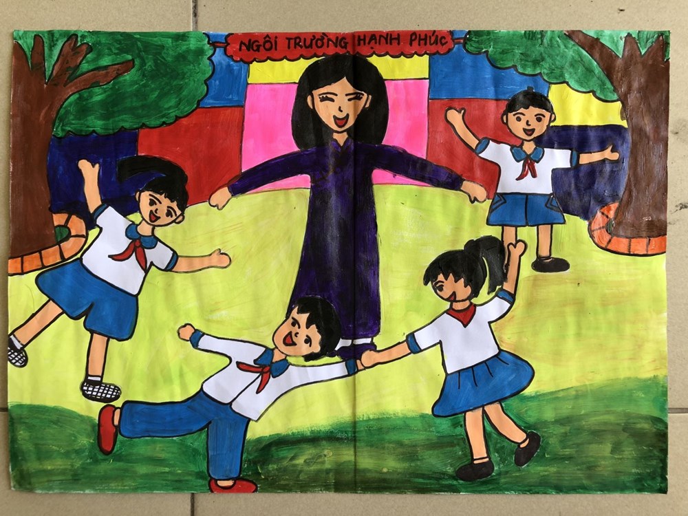 25+ Vẽ Tranh Trường Học Hạnh Phúc Đẹp, Siêu Dễ Cho Tiểu Học