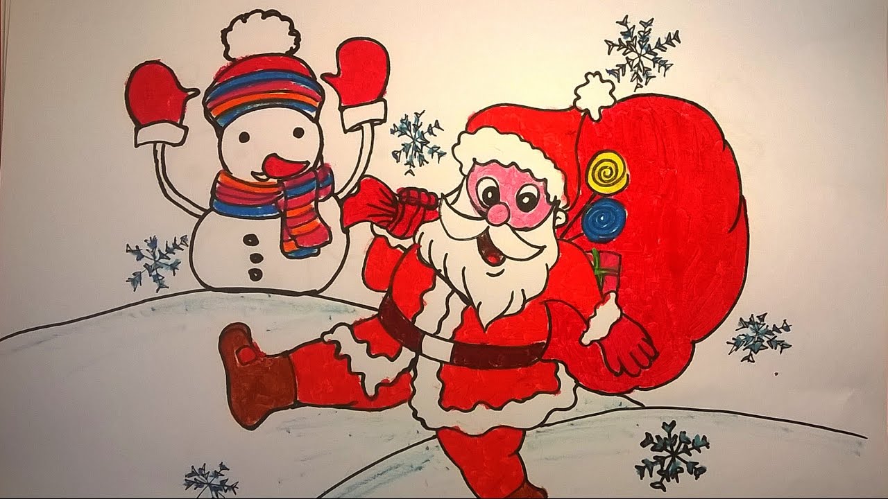 Cách vẽ Vẽ ông già Noel cưỡi tuần lộc đơn giản và đáng yêu
