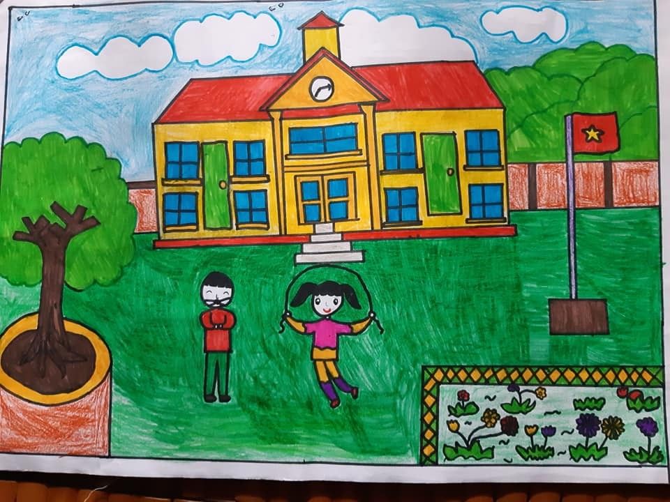 Vẽ ngôi trường của em  Cách vẽ ngôi trường của em  Vẽ ngôi trường cực đẹp   Duy Hiếu Vlogs  YouTube