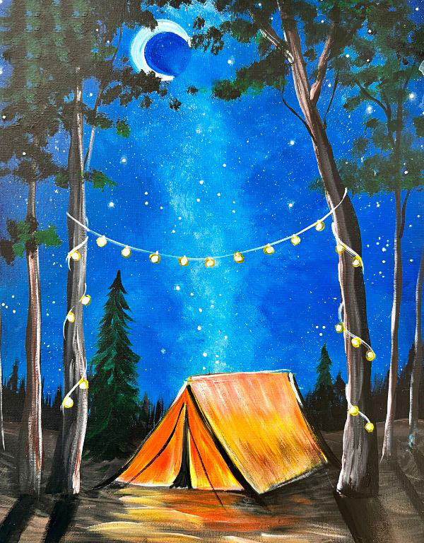 Vẽ lều trại: Hình ảnh lều trại được vẽ một cách sinh động và sống động sẽ khiến bạn muốn tự thử sức với những trải nghiệm cắm trại sâu rừng.
