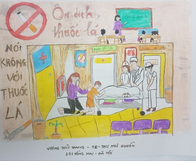 Vẽ tranh phòng chống thuốc lá nói không với khói thuốc