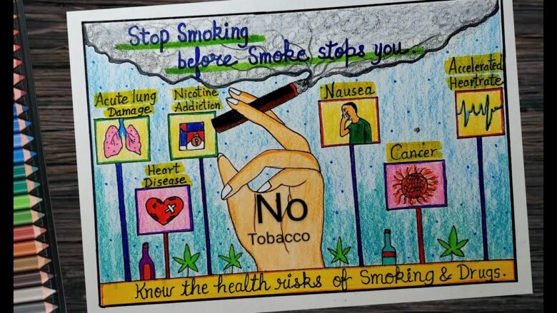 Vẽ bức tranh phòng chống hút thuốc nói không với thuốc lá