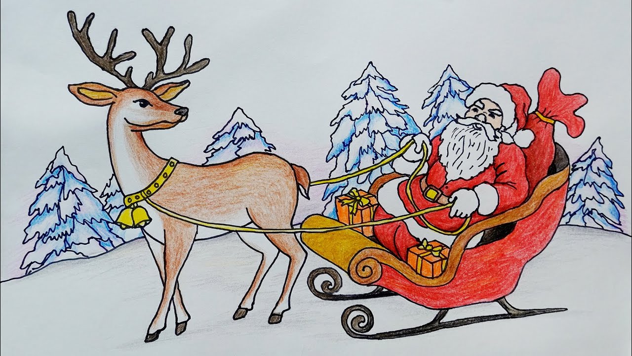 Hãy cùng chiêm ngưỡng bức vẽ Ông Già Noel đơn giản, nhưng đầy xúc cảm đó. Bức tranh sẽ mang lại cho bạn cảm giác đầm ấm, yên bình, và hạnh phúc đến từ người đại diện cho tình yêu thương của mùa Giáng Sinh này.