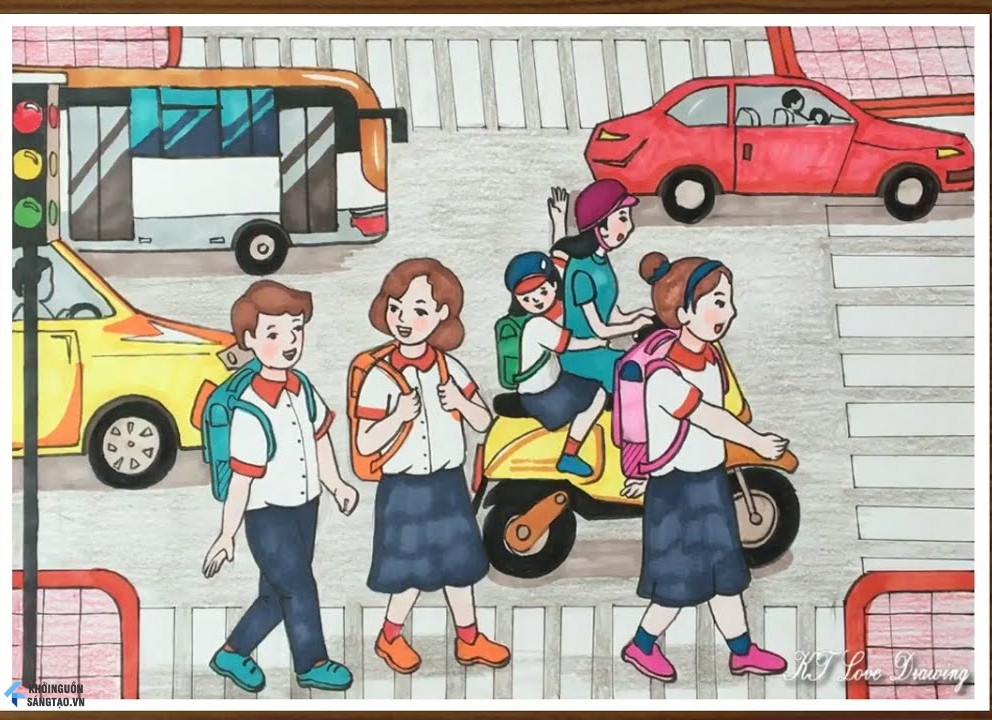 21 bức vẽ tranh đề tài an toàn giao thông của họa sĩ và học sinh  DYB