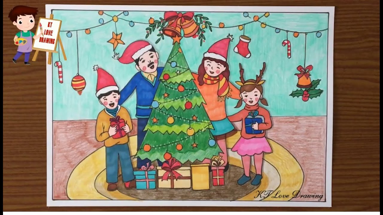 Vẽ Tranh Noel Giáng Sinh Đơn Giản Đẹp VÔ ĐỐI KHÔNG NÓI DỐI