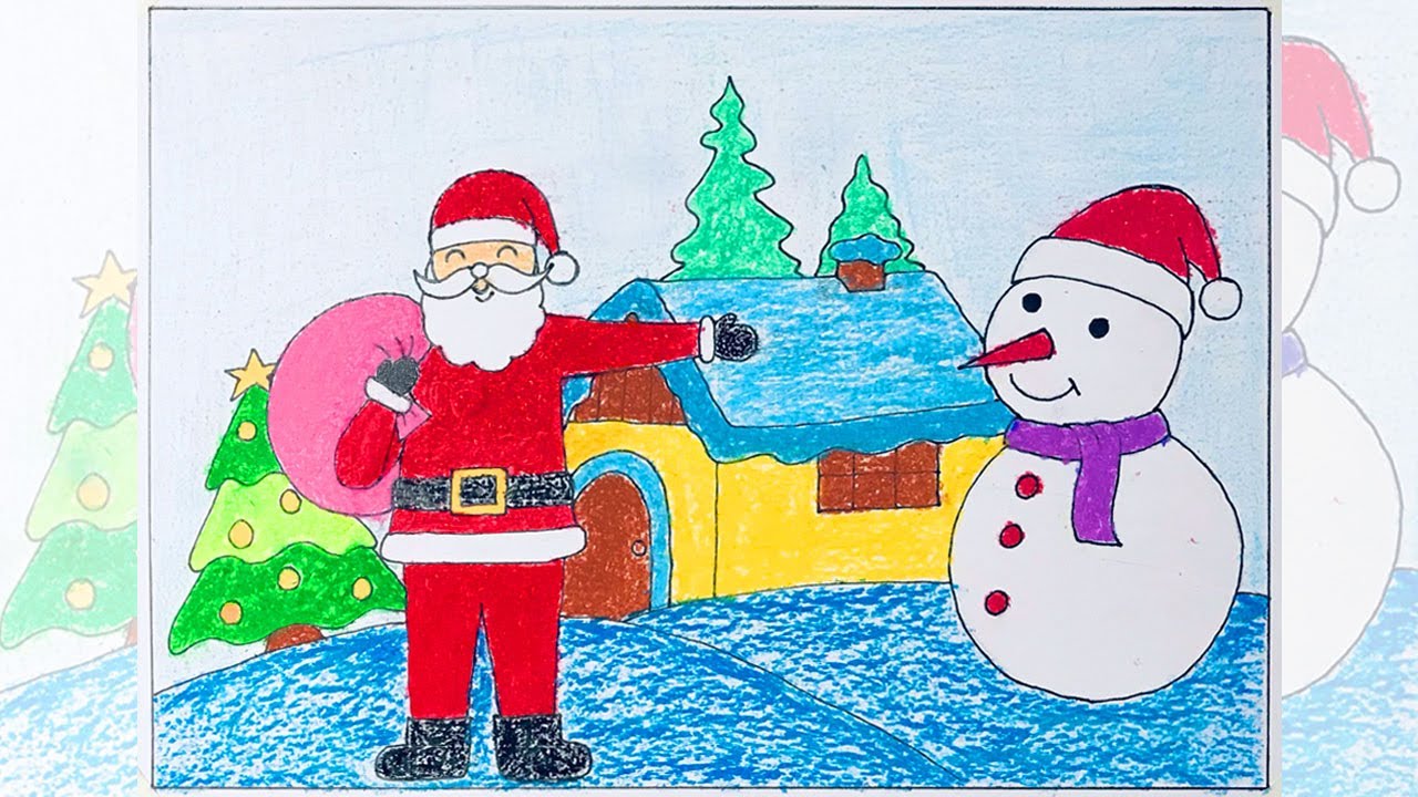 Hướng dẫn cách vẽ tranh Giáng sinh Noel đẹp và đơn giản