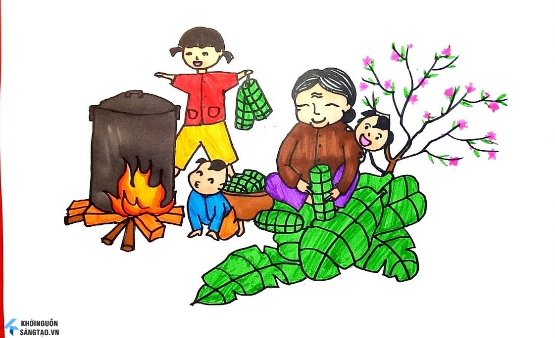 Vẽ tranh đề tài gia đình Chuẩn bị đón Tết 2021  Vẽ ngày tết và mùa xuân   How to draw family  Tilado