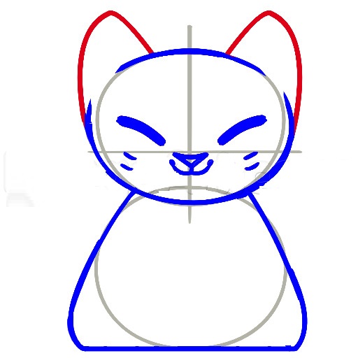 cách vẽ mèo thần tài bước 4