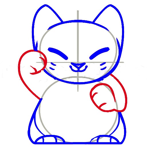 cách vẽ mèo thần tài bước 6