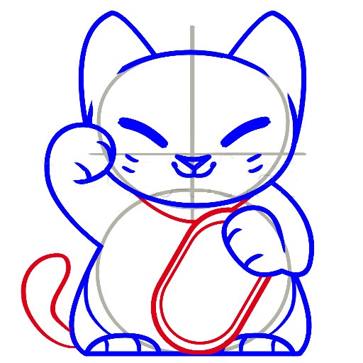 cách vẽ mèo thần tài bước 7