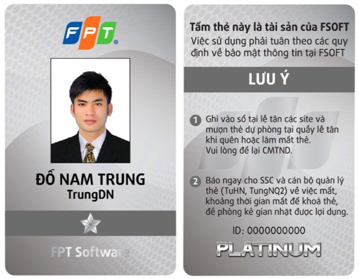 Mẫu thẻ nhân viên của FPT